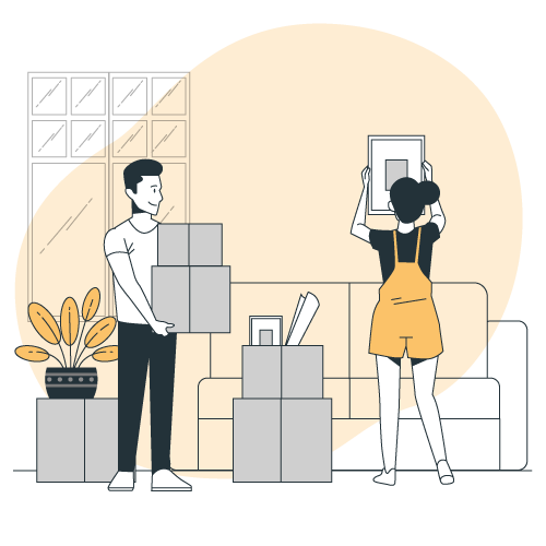 Cartons étiquetés pour un déménagement organisé